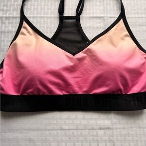 Pink Ombre Sports Bra with Black Trim